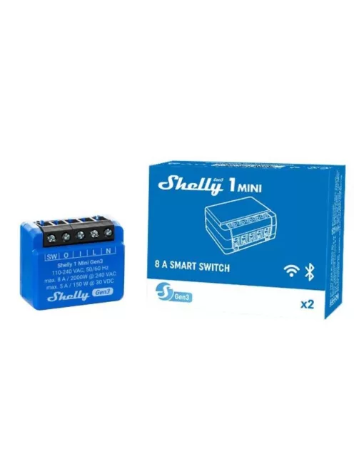Shelly 1 Mini GEN3, egy áramkörös WiFi + Bluetooth okosrelé ( ALL-REL-PLUSMINI1-R3)