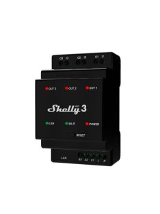   Shelly PRO 3 - három áramkörös WiFi + Ethernet okosrelé, kapcsolóbemenettel, DIN-sínre szerelhető
