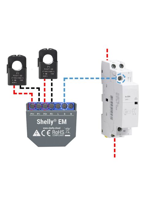 Shelly EM egy fázisú, nagyteljesítményű fogyasztásmérő és vezérlő (ALL-REL-EM)