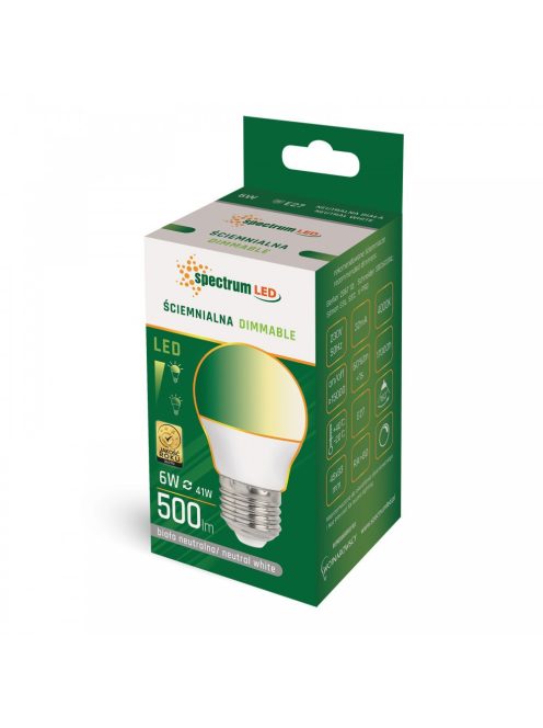 LED kisgömb E27 230V 6W NW dimm (WOJ14379)