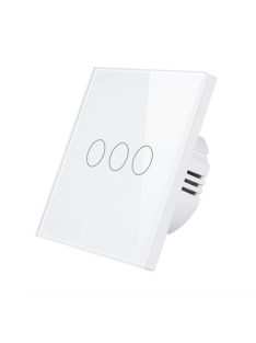   SmartWise Z3 UNI (L és L+N) Zigbee + RF, érintős három gombos okos villanykapcsoló (fehér) (fázissal, vagy fázis nélkül is beköthető)