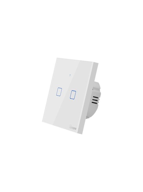 Sonoff TX T1 EU 2C WiFi + RF vezérlésű, távvezérelhető, érintős dupla/csillár villanykapcsoló (fehér) (SON-KAP-TXT12)