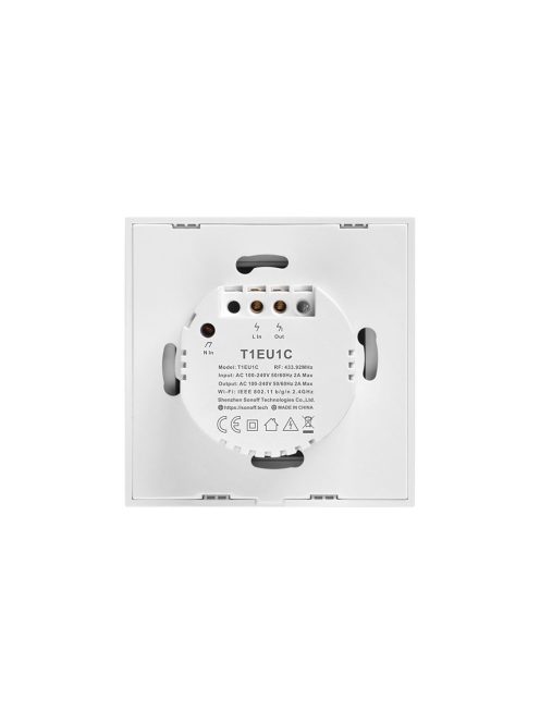 Sonoff TX T1 EU 2C WiFi + RF vezérlésű, távvezérelhető, érintős dupla/csillár villanykapcsoló (fehér) (SON-KAP-TXT12)