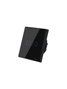   Sonoff TX T3 EU 3C WiFi + RF vezérlésű, távvezérelhető, érintős hármas csillár villanykapcsoló (fekete) (SON-KAP-TXT33)