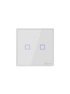   Sonoff TX T2 EU 2C WiFi + RF vezérlésű, távvezérelhető, érintős dupla/csillár villanykapcsoló (fehér, kerettel) (SON-KAP-TXT22)