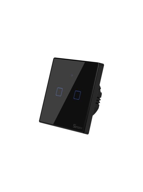 Sonoff TX T3 EU 2C WiFi + RF vezérlésű, távvezérelhető, érintős dupla/csillár villanykapcsoló (fekete) (SON-KAP-TXT32)