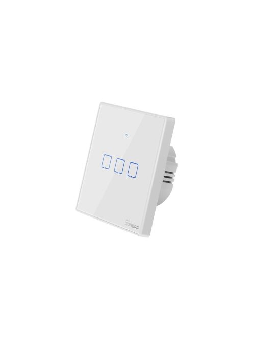 Sonoff TX T2 EU 3C WiFi + RF vezérlésű, távvezérelhető, érintős hármas csillár villanykapcsoló (fehér, kerettel) (SON-KAP-TXT23)