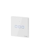 Sonoff TX T2 EU 3C WiFi + RF vezérlésű, távvezérelhető, érintős hármas csillár villanykapcsoló (fehér, kerettel) (SON-KAP-TXT23)