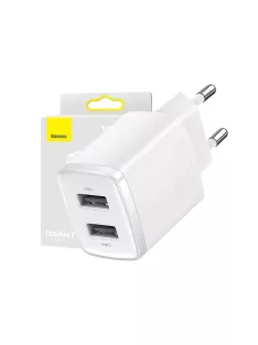 Baseus Compact gyorstöltő 2x USB 10.5W - fehér