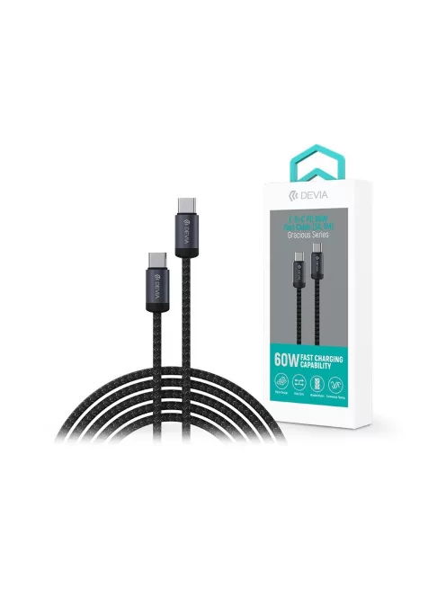 Devia Gracious Series 60W PD USB-C - USB C (Type-C) adat- és töltőkábel - 1m