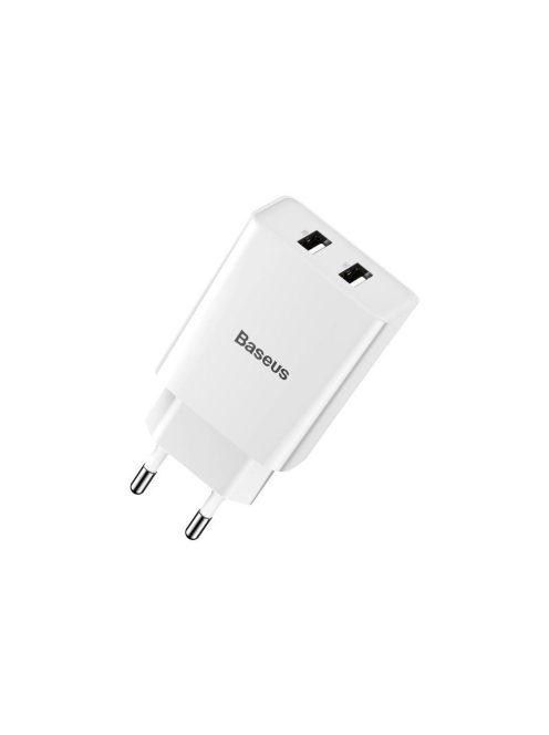 Baseus speed mini dual U adapter, 2x USB, 2A, 10,5 W (fehér)