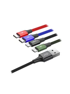   Baseus Fast 4 az 1-ben USB-kábel 2xUSB-C / Lightning / Micro 3,5A 1,2 m (fekete)