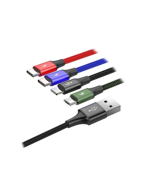 Baseus Fast 4 az 1-ben USB-kábel 2xUSB-C / Lightning / Micro 3,5A 1,2 m (fekete)