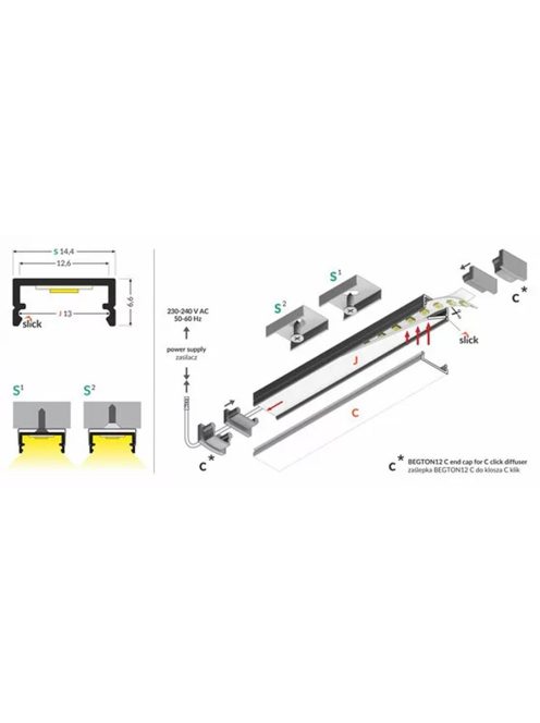 TOPMET LED PROFIL BEGTON12 J/S 1000 MM NATÚR (C7010000)