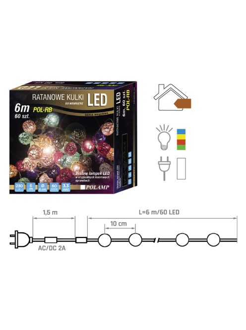 LED RATTANGÖMB 6 MÉTER, POLAMP