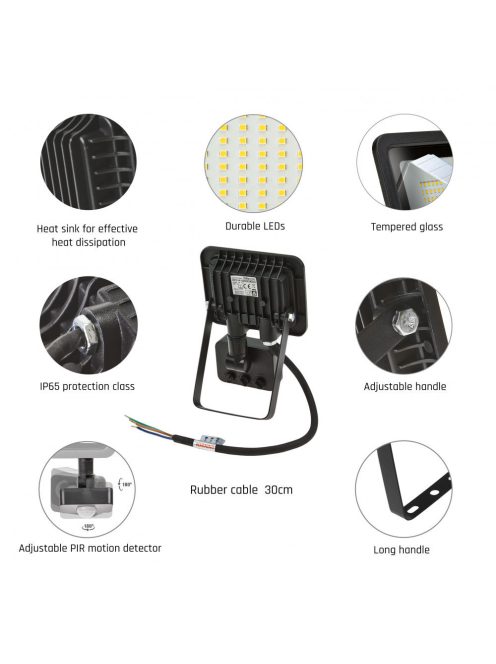 NOCTIS LUX 2 SMD 230V 10W IP44  NW fekete Mozgásérzékelős