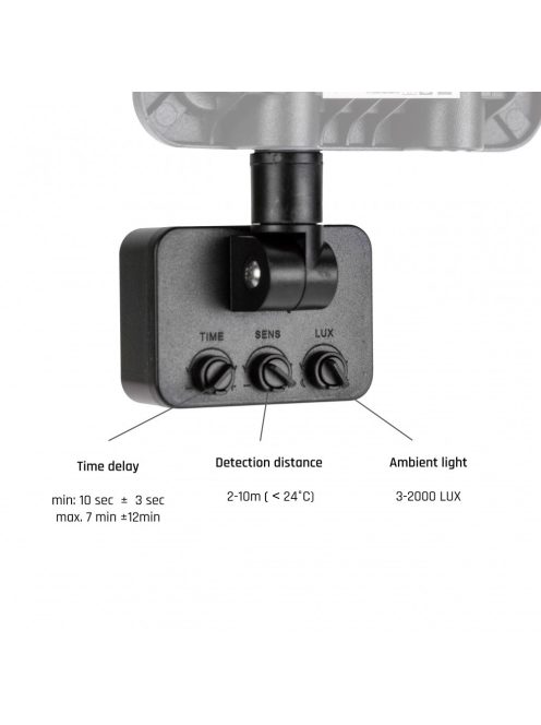 NOCTIS LUX 2 SMD 230V 20W IP44 CW fekete mozgásérzékelős (SLI029038CW_CZUJNIK)