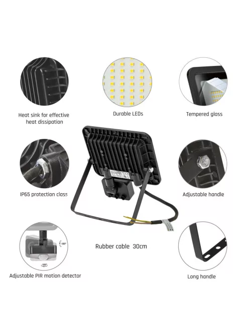 NOCTIS LUX 2 SMD 230V 30W IP44 WW fekete mozgásérzékelős