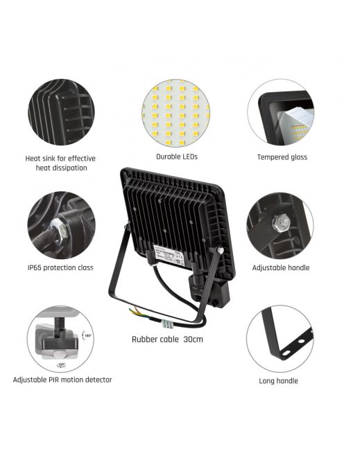 NOCTIS LUX 2 SMD 230V 50W IP44 WW fekete mozgásérzékelős