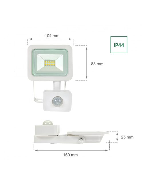 NOCTIS LUX 2 SMD 230V 10W IP44 CW fehér mozgásérzékelős