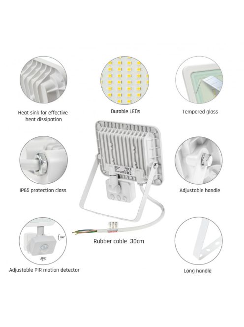 NOCTIS LUX 2 SMD 230V 30W IP44 CW fehér mozgásérzékelős (SLI029043CW_CZUJNIK)