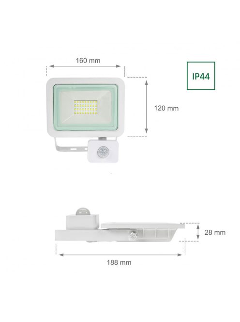 NOCTIS LUX 2 SMD 230V 30W IP65 WW fehér mozgásérzékelős