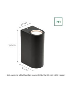 TORRE GU10 IP54 144X66X95mm / max 2x6W FEKETE