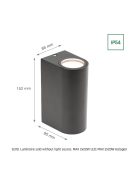 TORRE GU10 IP54 144X66X95mm / max 2x6W SZÜRKE