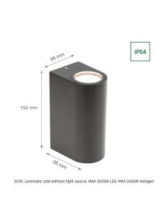 TORRE GU10 IP54 144X66X95mm / max 2x6W SZÜRKE