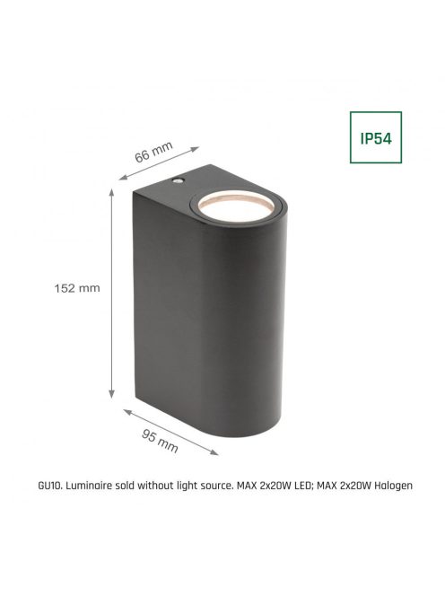 TORRE GU10 IP54 144X66X95mm / max 2x6W SZÜRKE