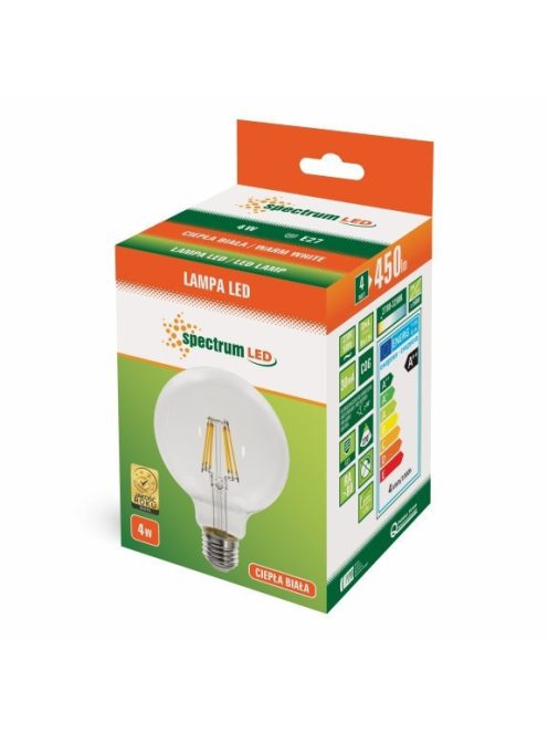 LED GLOB G95 COG E27 230V 4W WW üveg (WOJ13763)