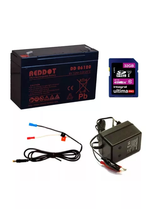 Vadkamera kiegészítő szett (6V 12Ah akku + töltő + tápkábel + 32GB SD)